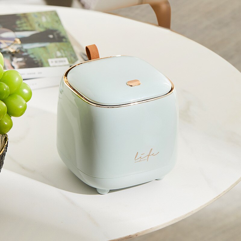 Compact Desktop Trash Can with Lid for Easy Waste Disposal