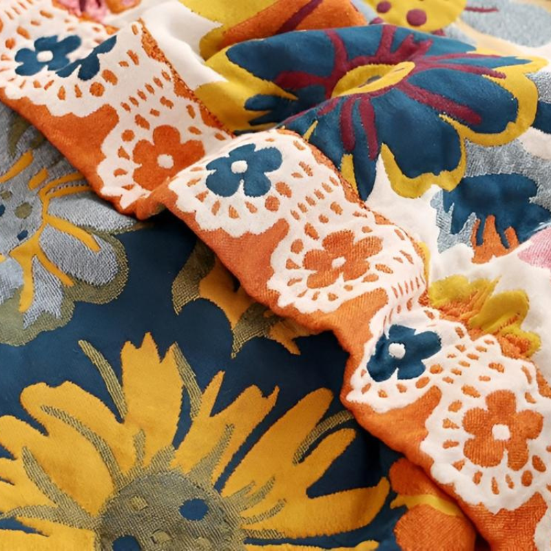 Reversible Floral Cotton Throw Blanket for Everyday Use