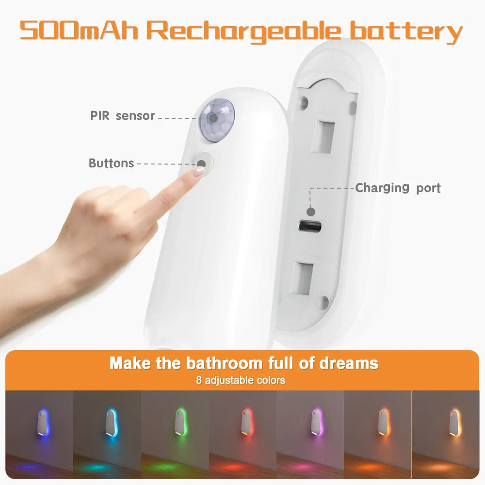 Motion-Activated Color-Changing Toilet Light for Safe Nights