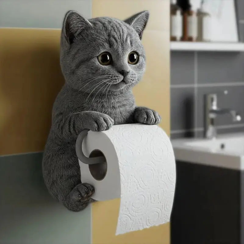 Whimsical Cat-Themed Toilet Paper Holder – Fun and Functional Bathroom Decor