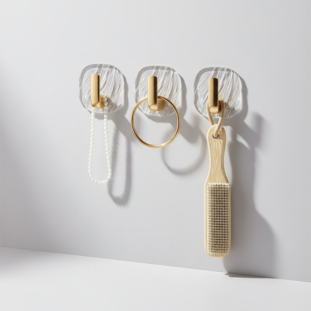 Clear Acrylic Wall Hooks - Adhesive Mounting Solution