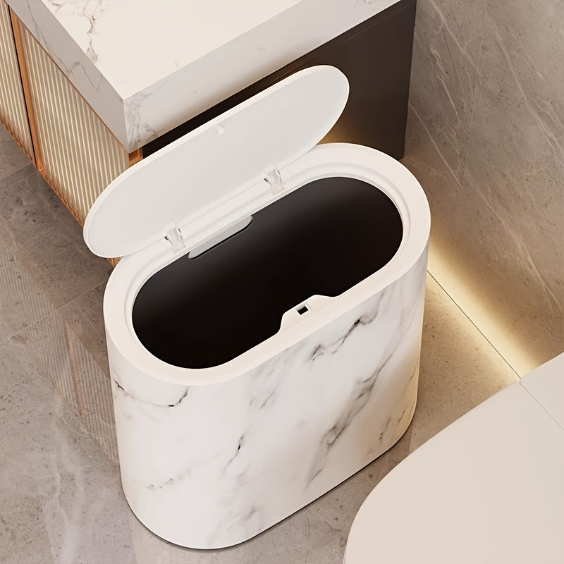 Elegant Oval Waste Bin with Stylish Marble Finish