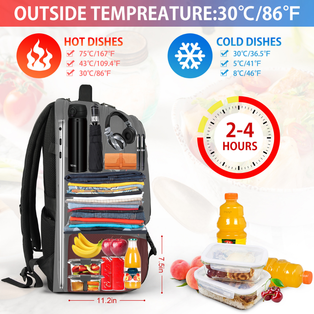 Versatile Travel Backpack with Insulated Food Compartment