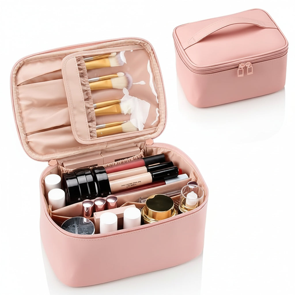Chic Travel Cosmetic Organizer with Customizable Compartments