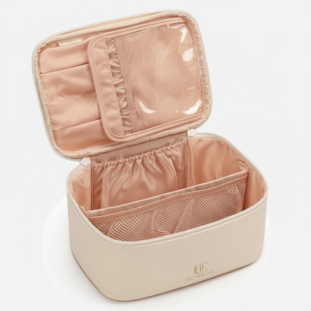 Chic Travel Cosmetic Organizer with Customizable Compartments