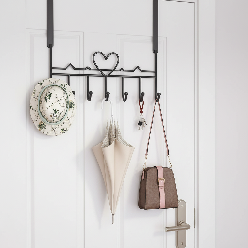 Door-Mounted Metal Hook for Wardrobe Hanging