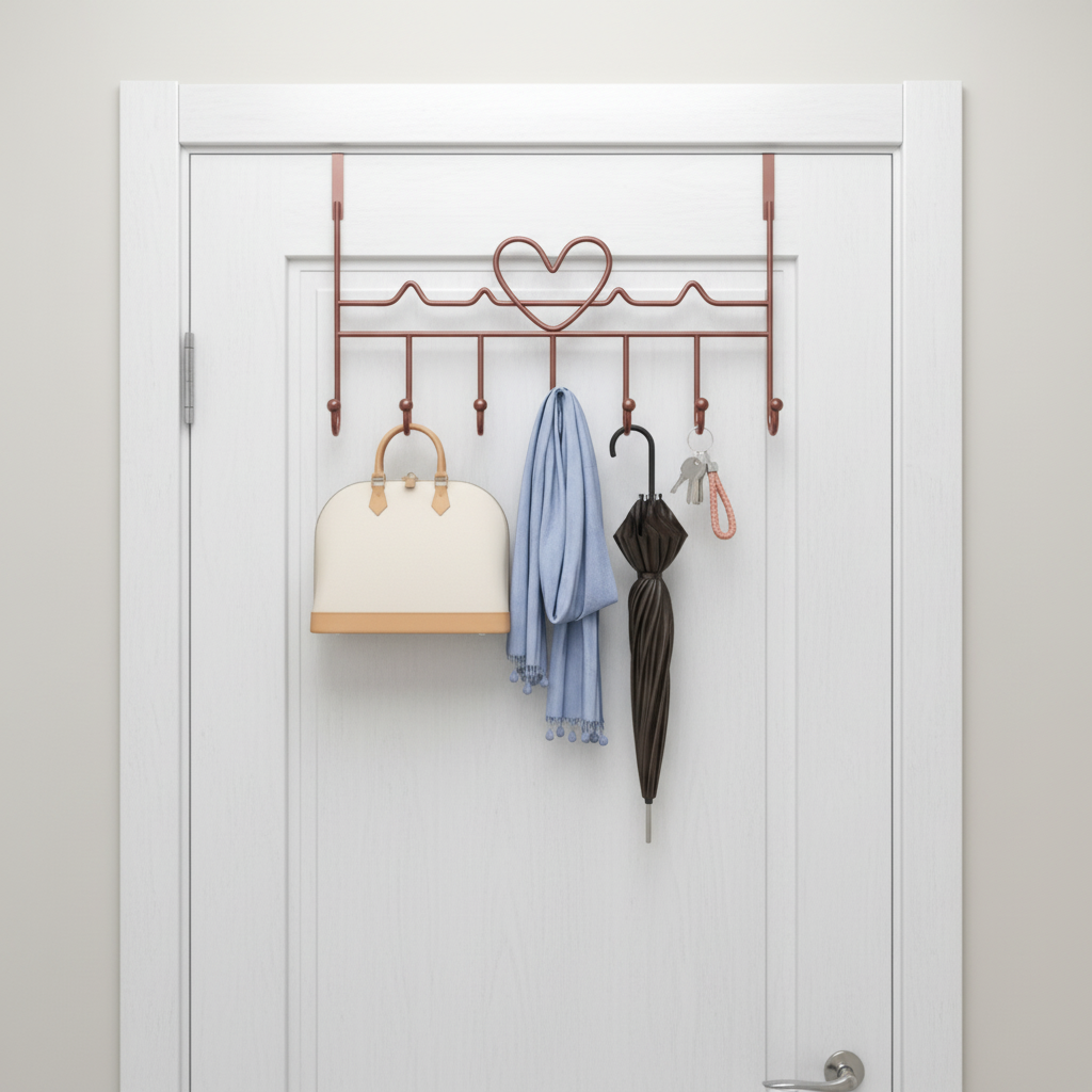 Door-Mounted Metal Hook for Wardrobe Hanging