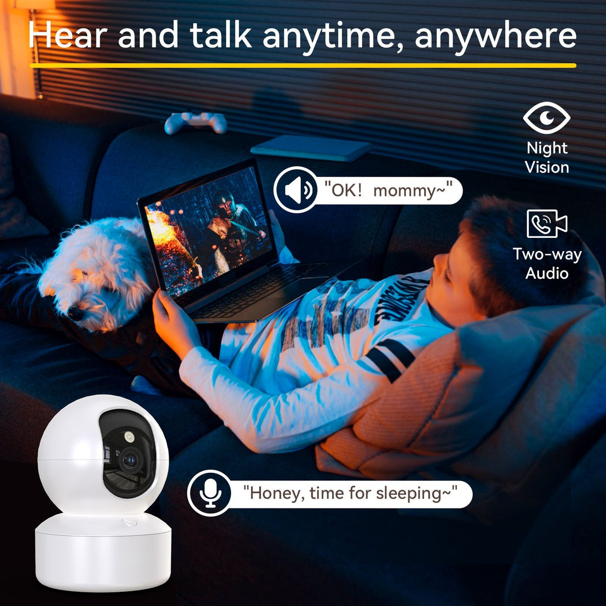 Smart 2K Indoor Surveillance Camera with Motion Tracking