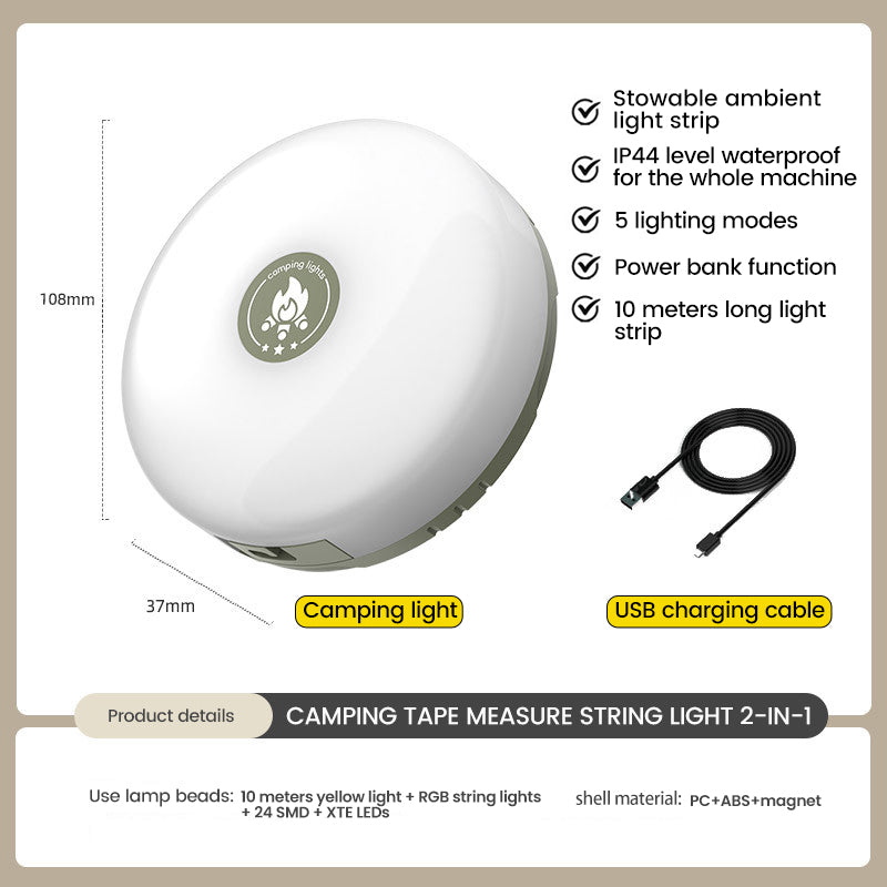 Compact, Waterproof Outdoor Light String for Every Adventure