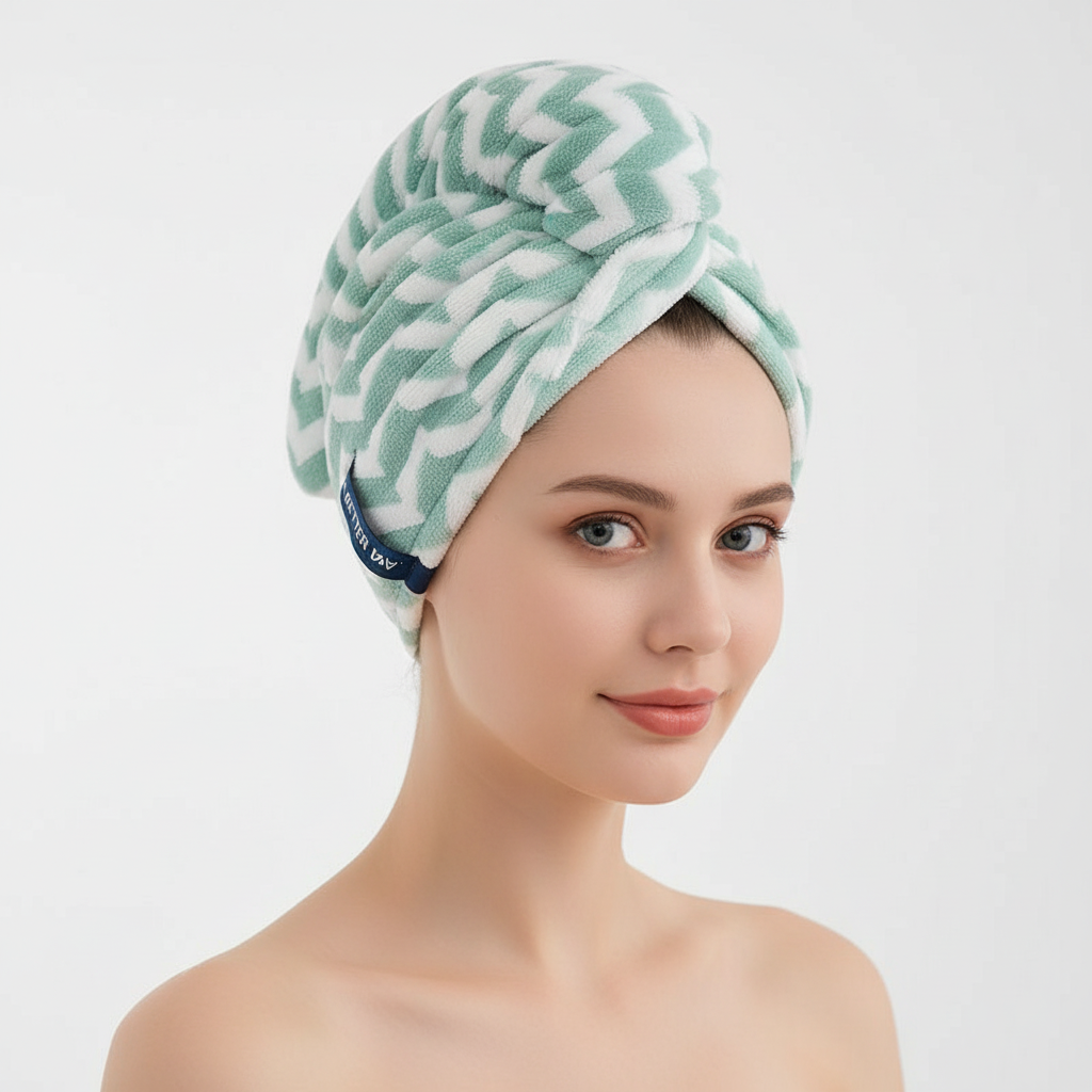 Striped Oversized Hair Drying Turban Towel