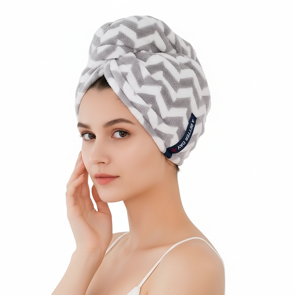 Striped Oversized Hair Drying Turban Towel