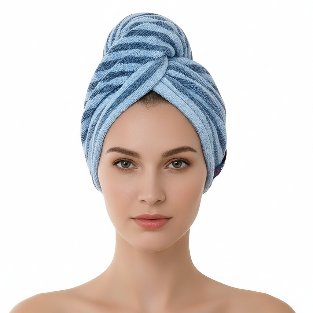 Striped Oversized Hair Drying Turban Towel