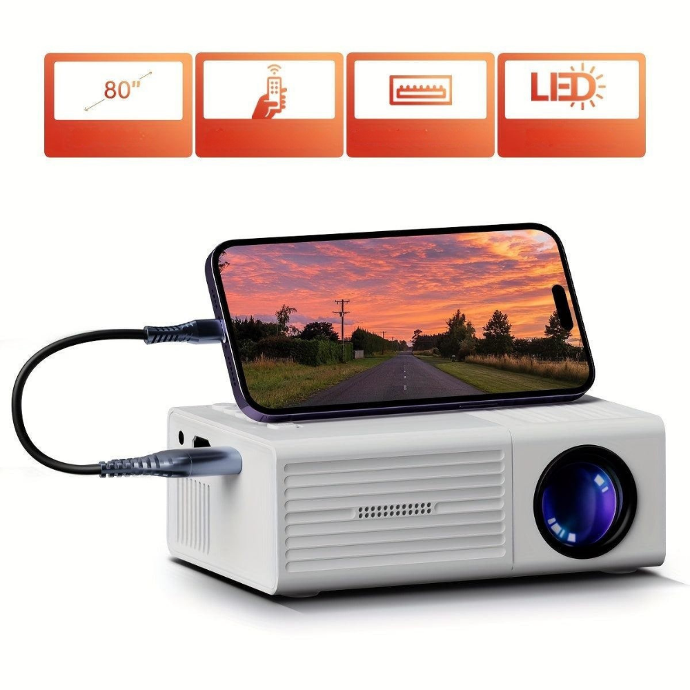 Portable Entertainment Projector | 3000 Lumen for Movies & Gaming