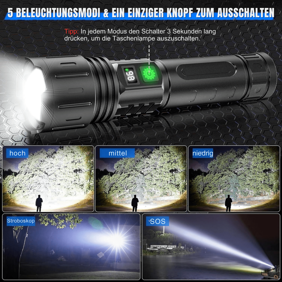 BrightPath - Rechargeable Tactical LED Flashlight with USB-C