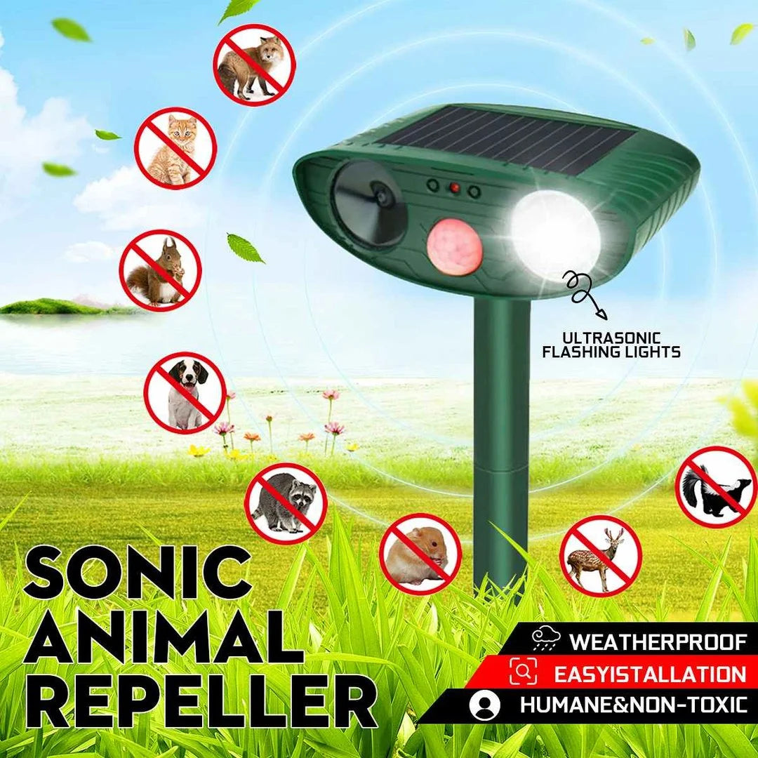 Solar-Powered Motion Sensor Animal Deterrent for Gardens