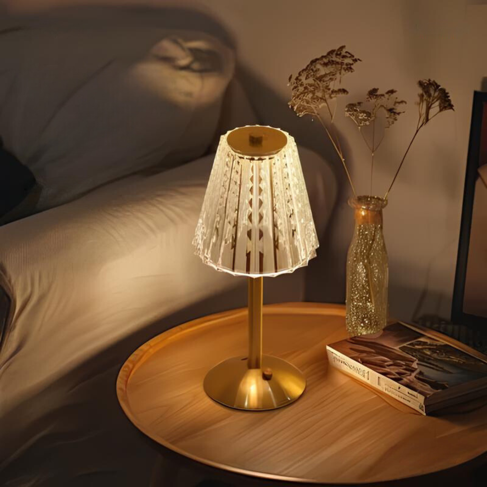Aurora Luxe Golden Crystal Lamp for Elegant Home Lighting