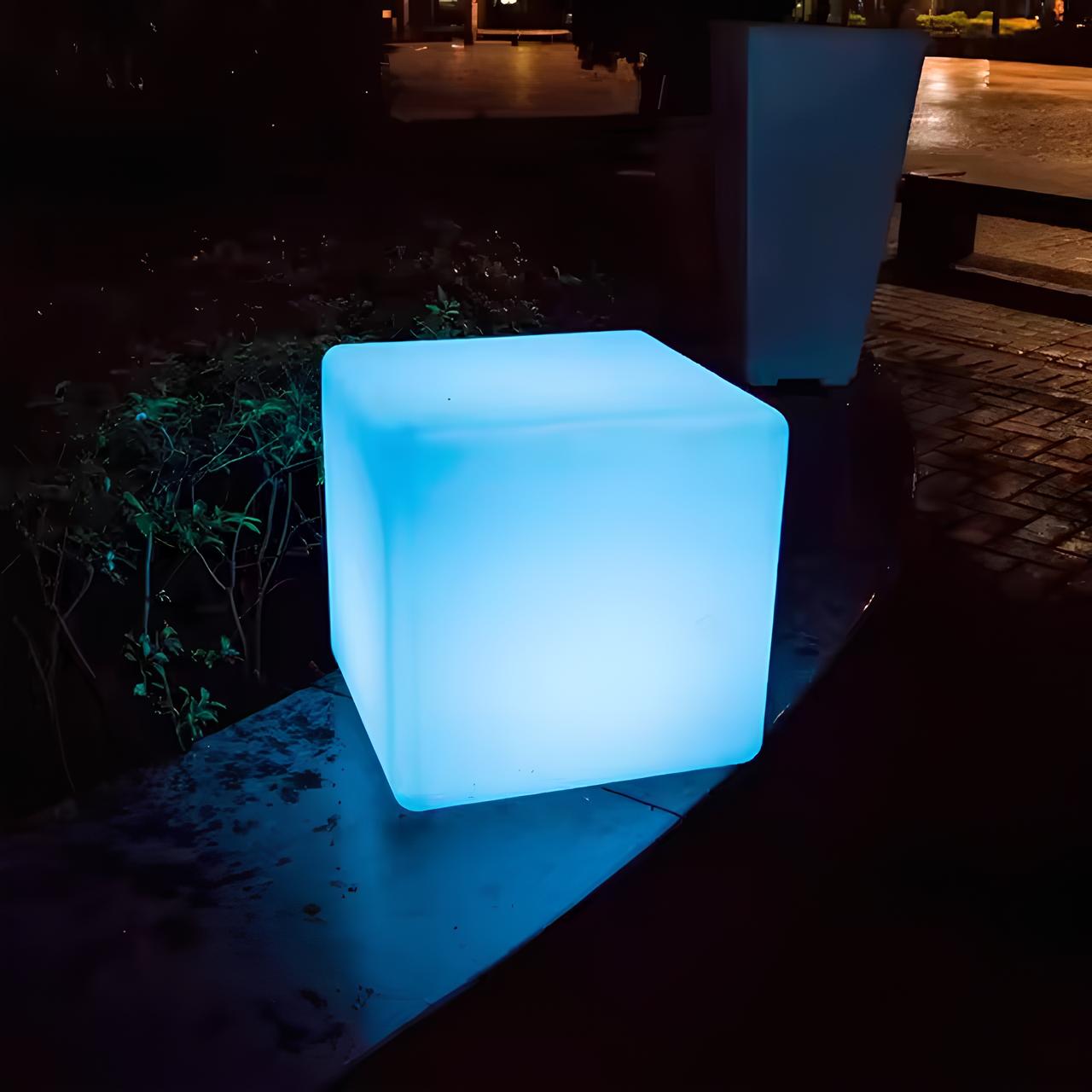 Illuminated Cube Planter - Garden Lighting