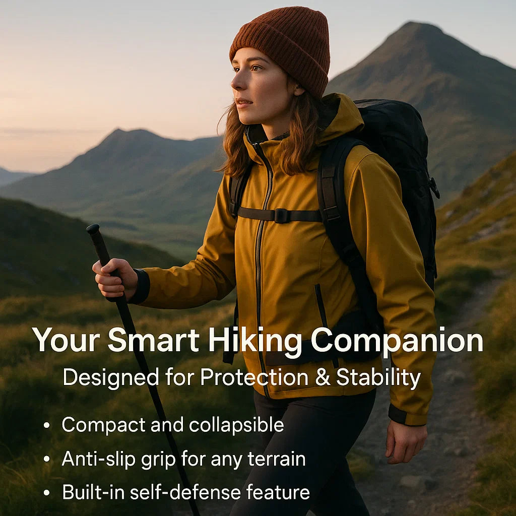 SafeStride | Smart Self-Defense Walking Stick with Comfort Grip