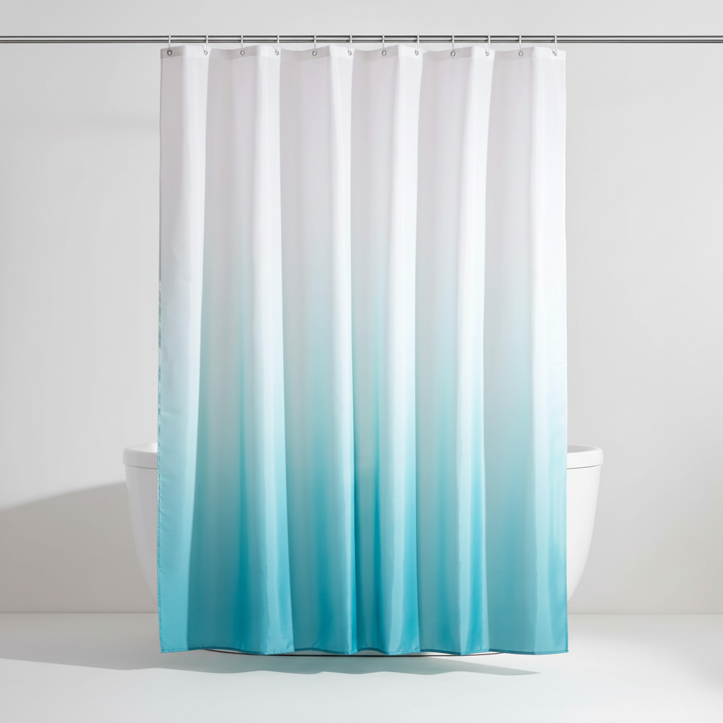 Aqua Shower Curtain Made from Thickened Polyester