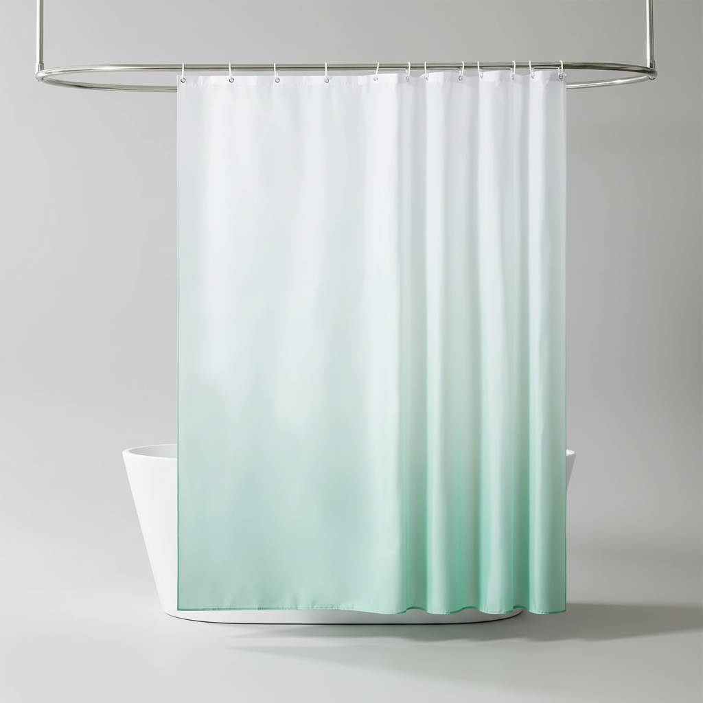 Aqua Shower Curtain Made from Thickened Polyester