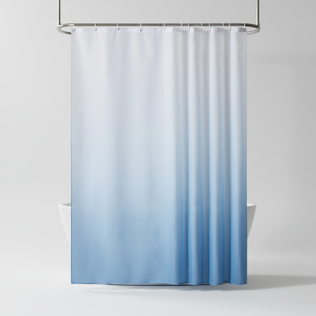Aqua Shower Curtain Made from Thickened Polyester