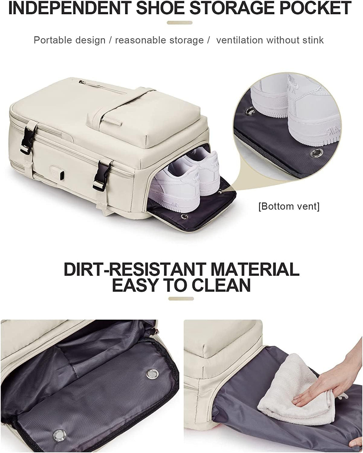 All-Weather 40L Travel Backpack with USB Charging & Shoe Storage