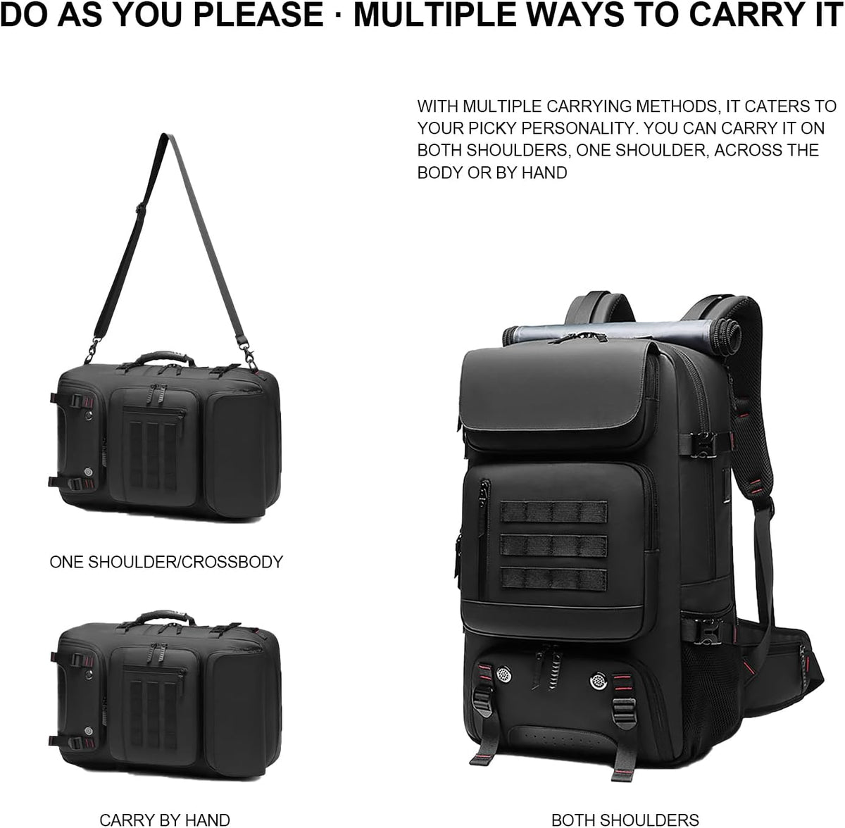 All-Weather 50L Travel Backpack with USB Charging & Shoe Storage