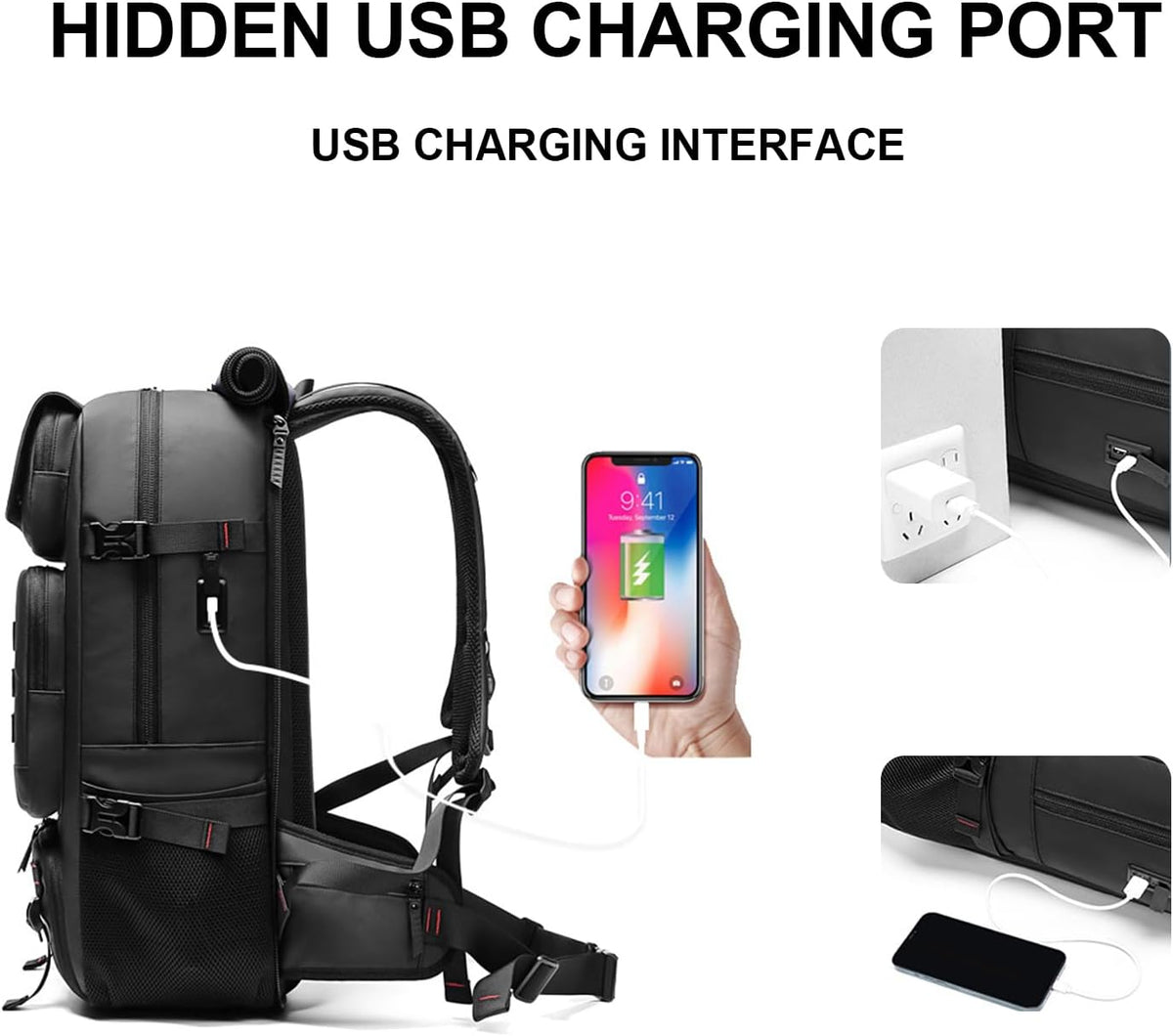 All-Weather 50L Travel Backpack with USB Charging & Shoe Storage