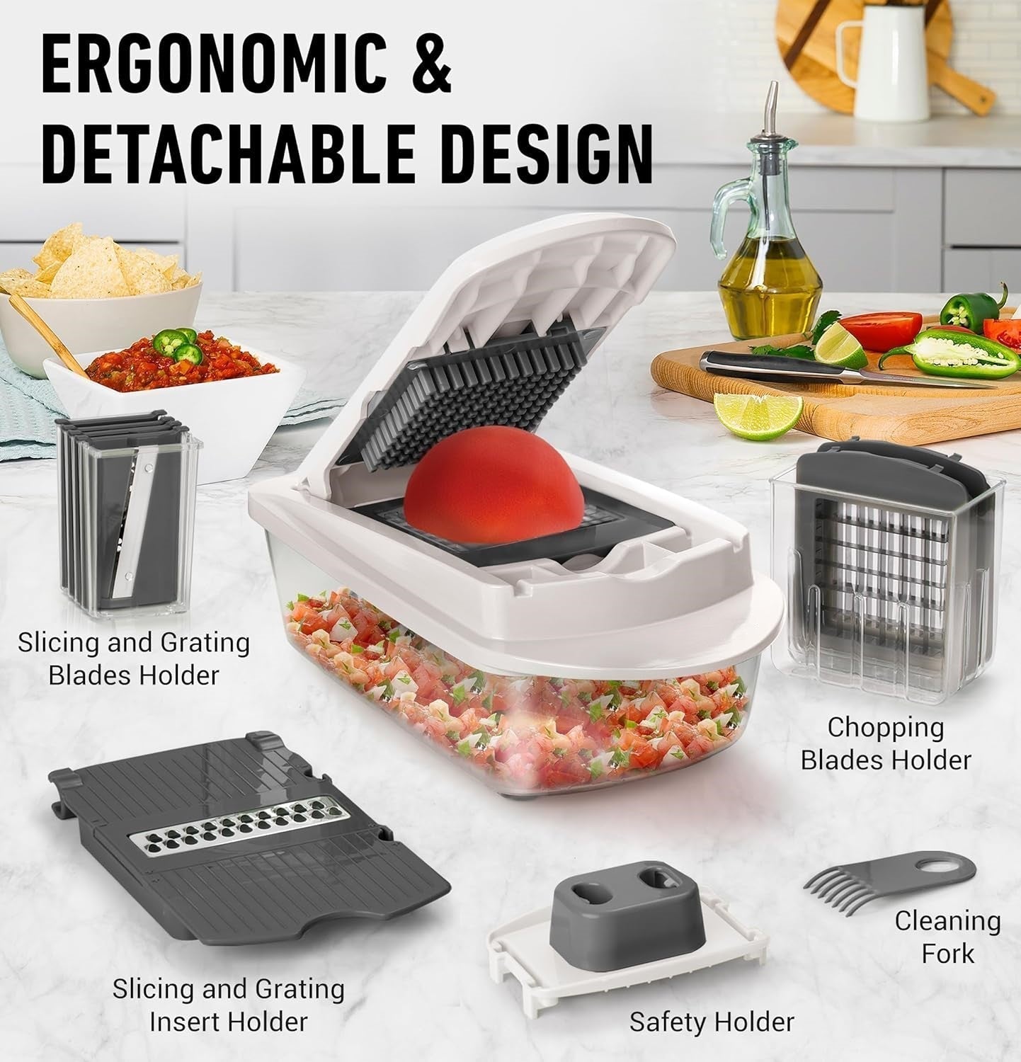 All-in-One Veggie Master | 10-in-1 Slicer with 8 Blades for Effortless Meal Prep