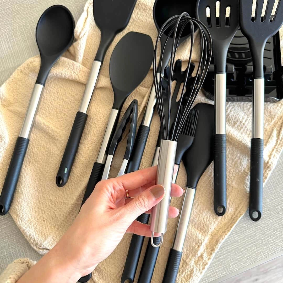 Essential Kitchen Tool Collection | Heat-Resistant Silicone Utensils with Storage Container