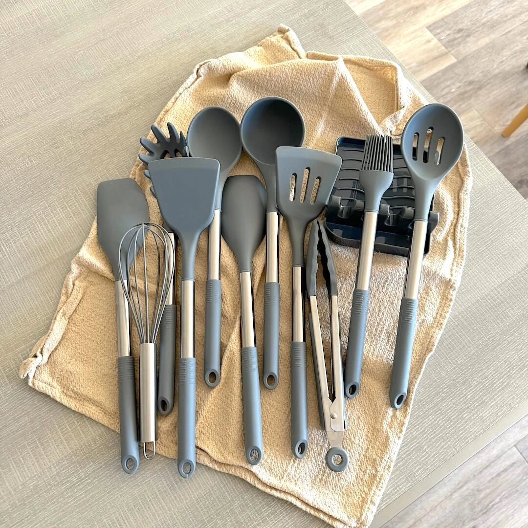 Essential Kitchen Tool Collection | Heat-Resistant Silicone Utensils with Storage Container