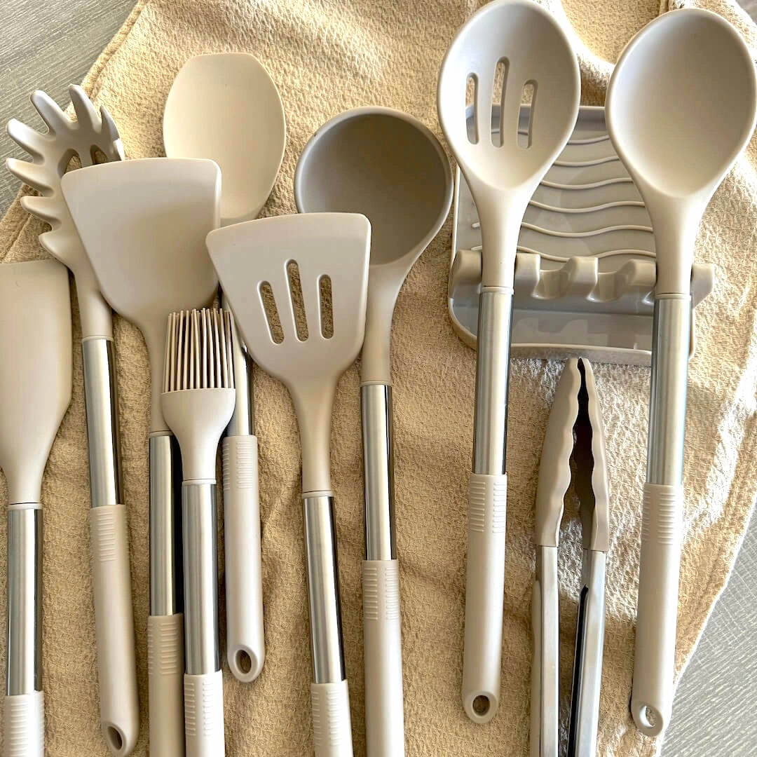 Essential Kitchen Tool Collection | Heat-Resistant Silicone Utensils with Storage Container