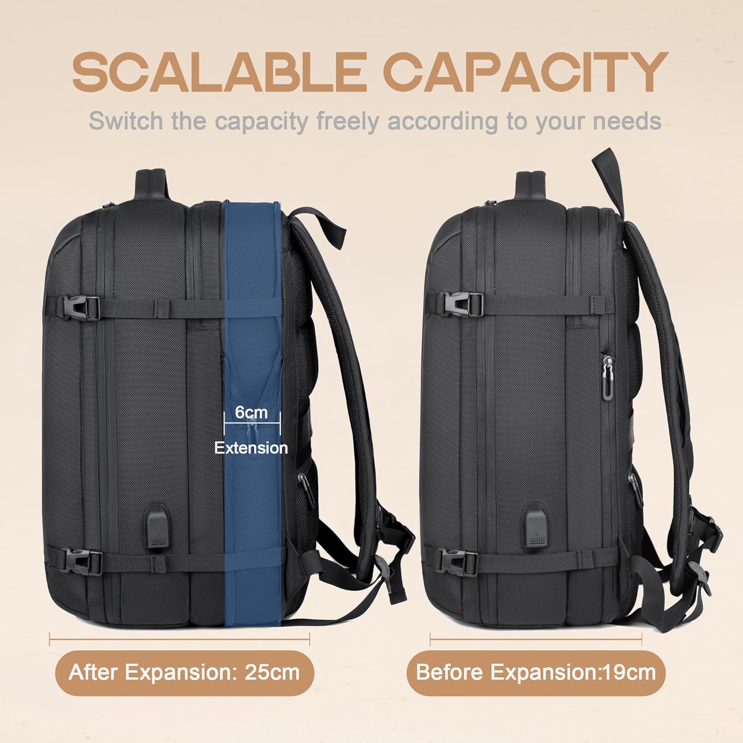 All-Weather Travel Backpack | 40L Expandable Design with USB Charging