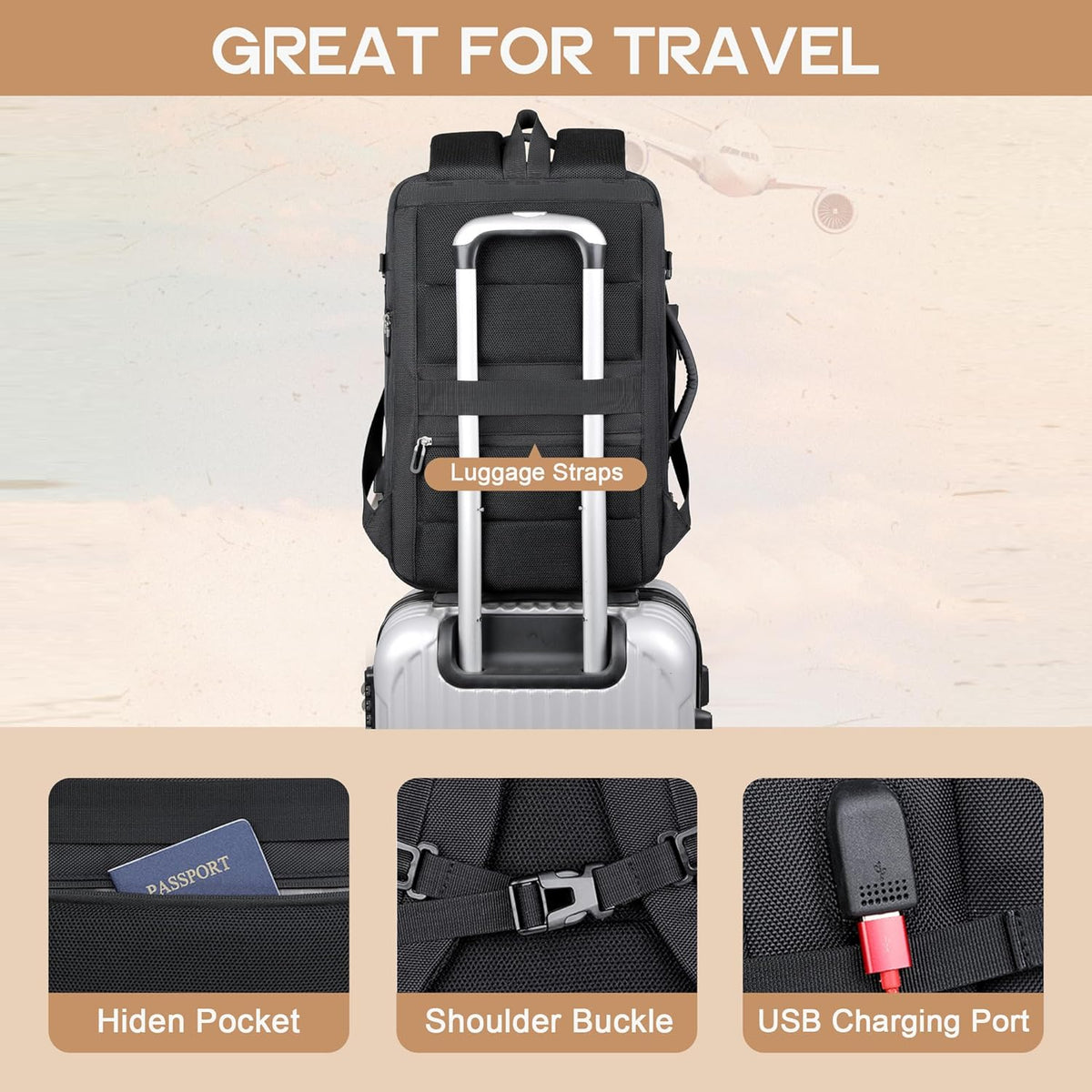 All-Weather Travel Backpack | 40L Expandable Design with USB Charging