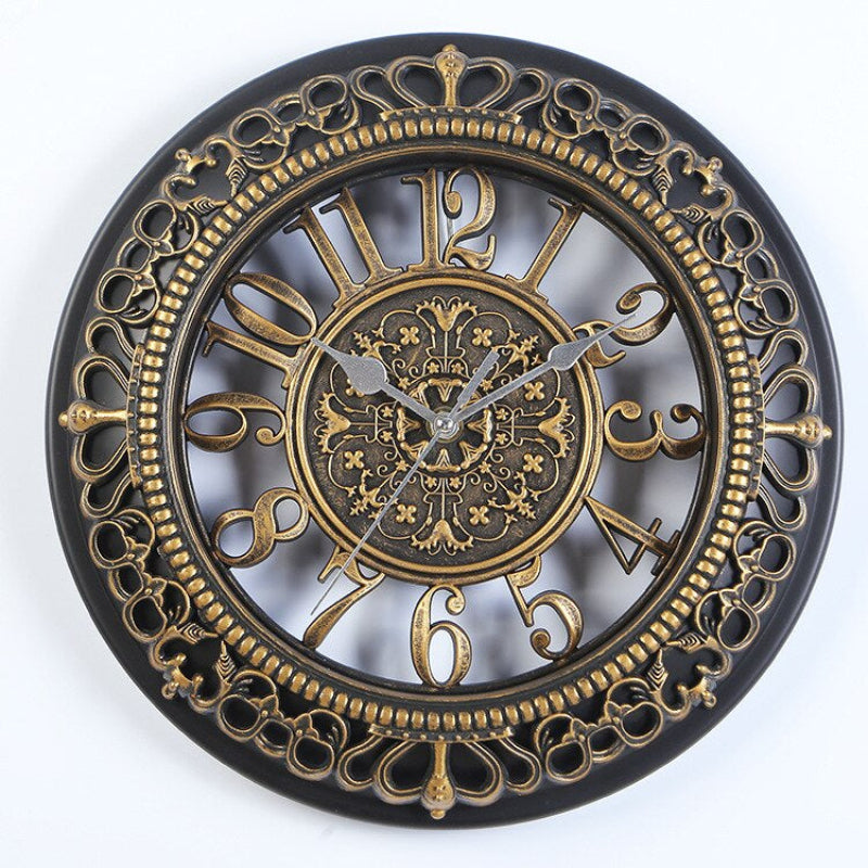 Elegant Retro Wall Clock with Intricate Resin Frame