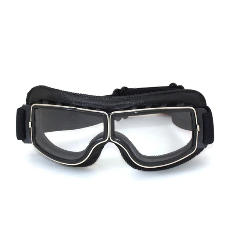Classic Leather Riding Goggles with Impact-Resistant Lenses