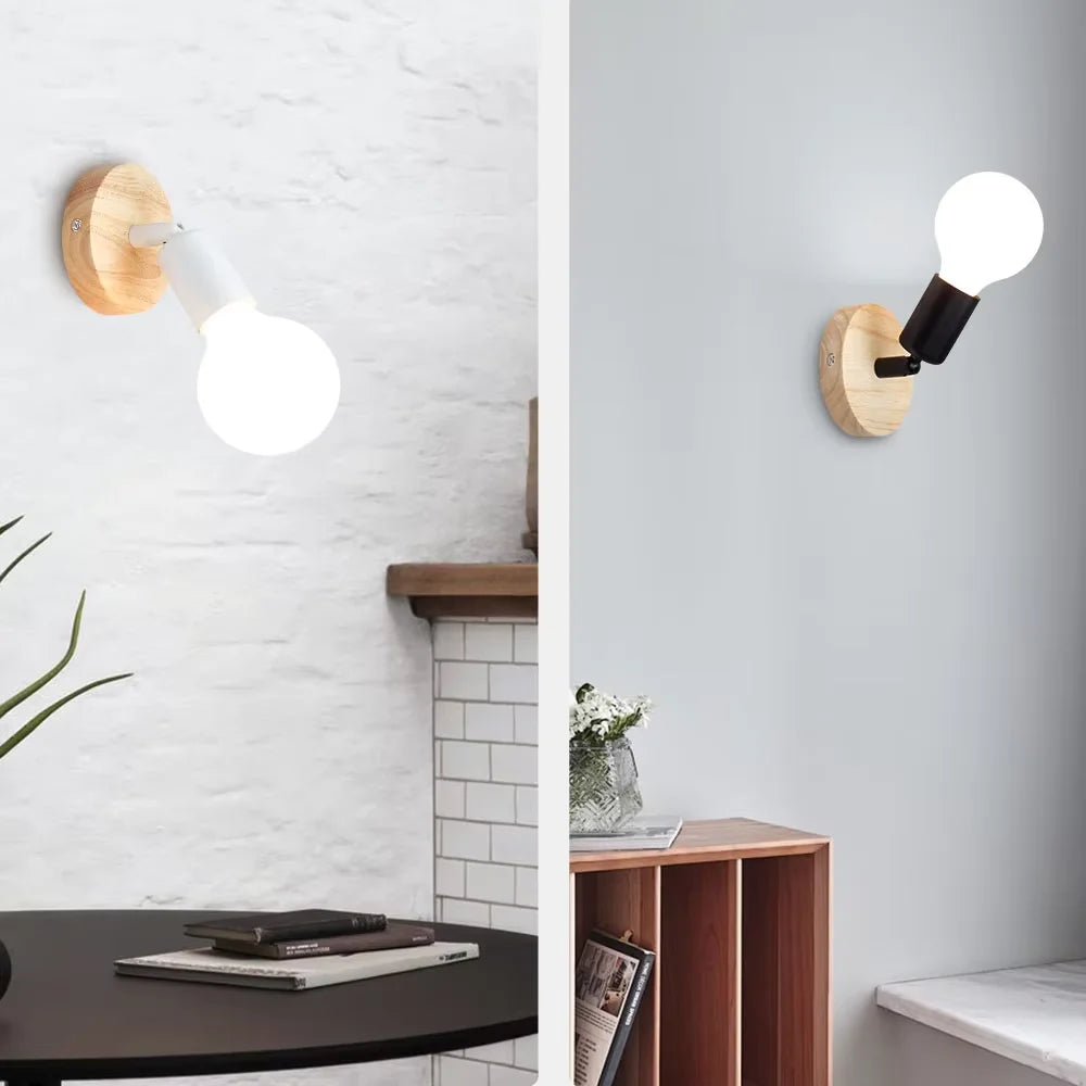 Chic Adjustable Wall Sconce | Wooden & Metal Design for Any Room