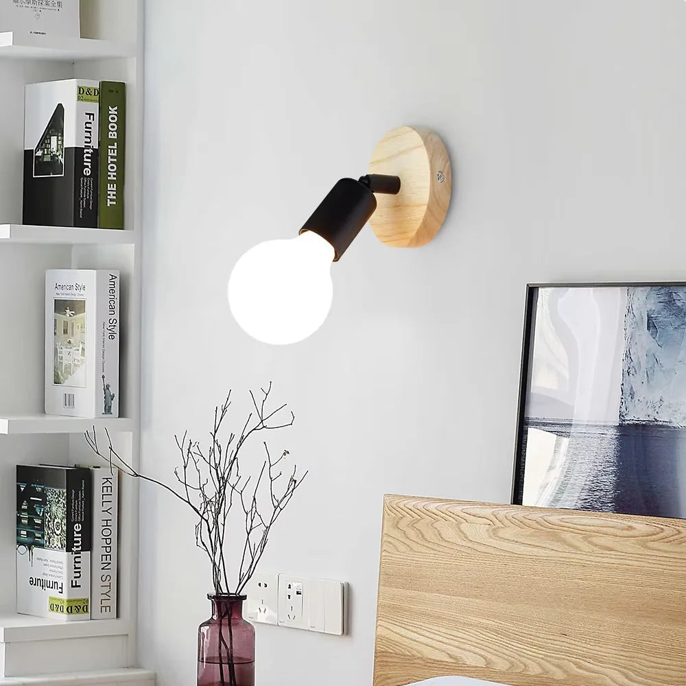 Chic Adjustable Wall Sconce | Wooden & Metal Design for Any Room