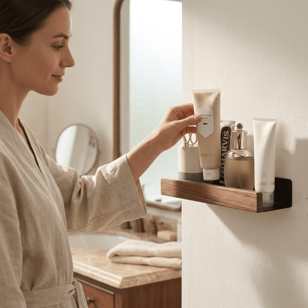 Elegant Bathroom Wall Rack – Space-Saving Design