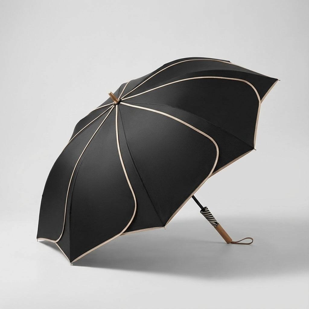 Floral Pattern Women's Umbrella – Wooden Handle