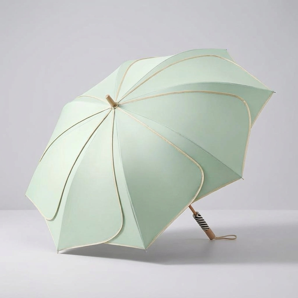 Floral Pattern Women's Umbrella – Wooden Handle