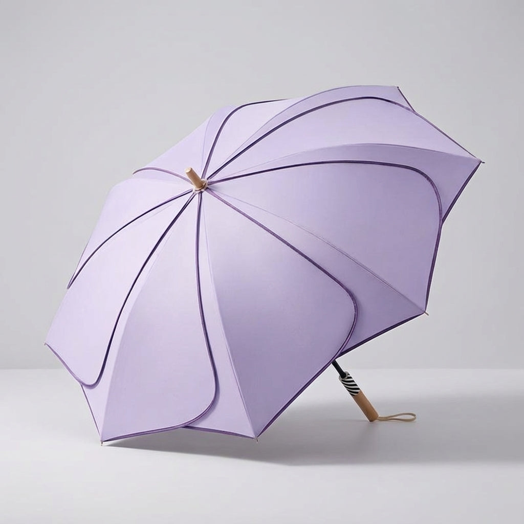 Floral Pattern Women's Umbrella – Wooden Handle