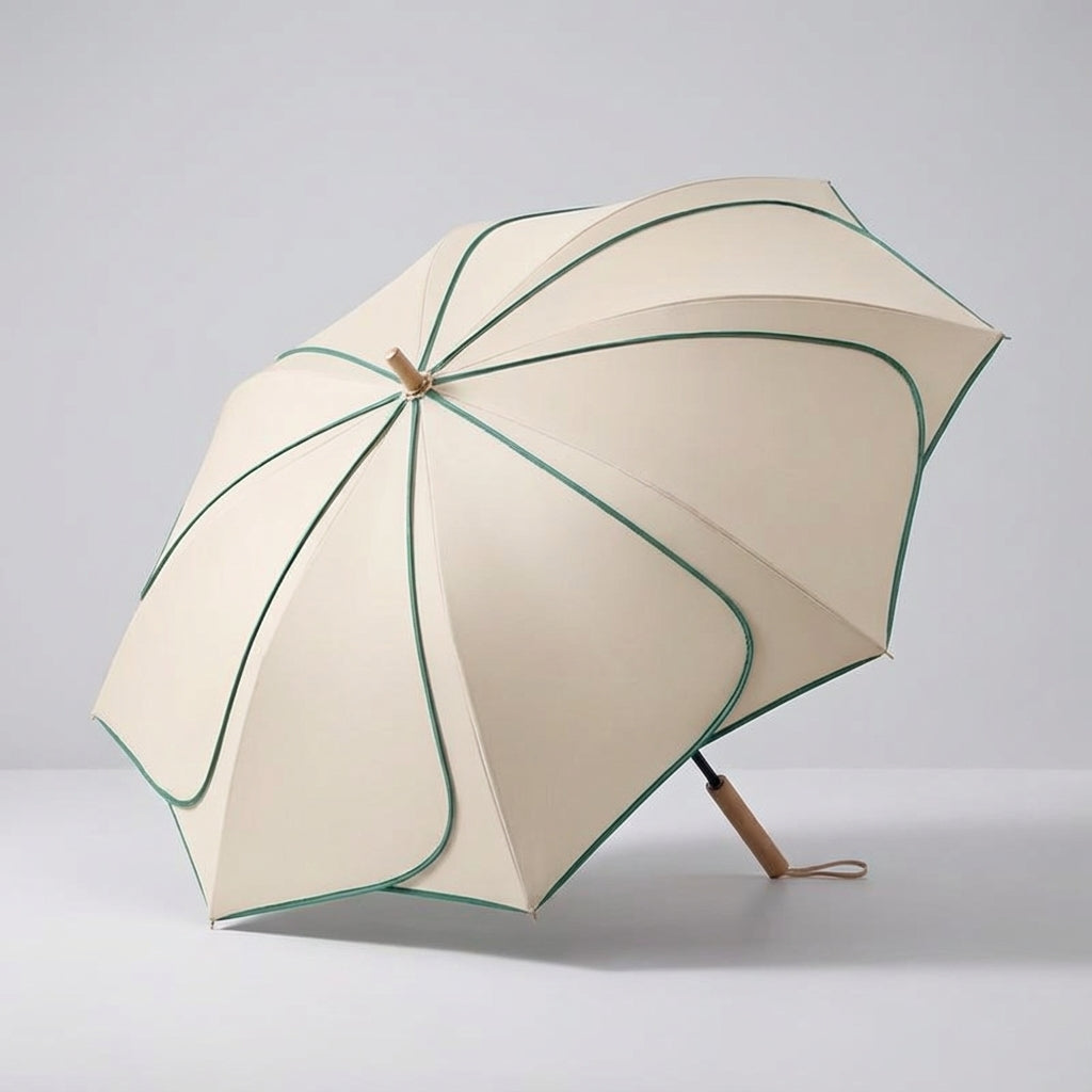 Floral Pattern Women's Umbrella – Wooden Handle