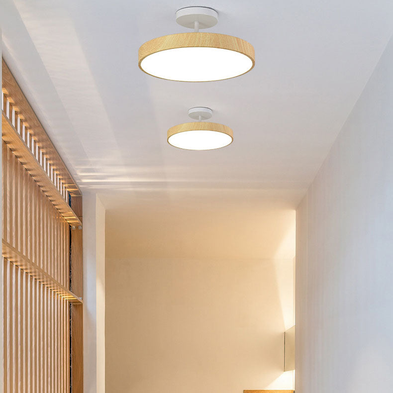 Natural Elegance | Stylish Wood Grain Semi-Flush Ceiling Light
