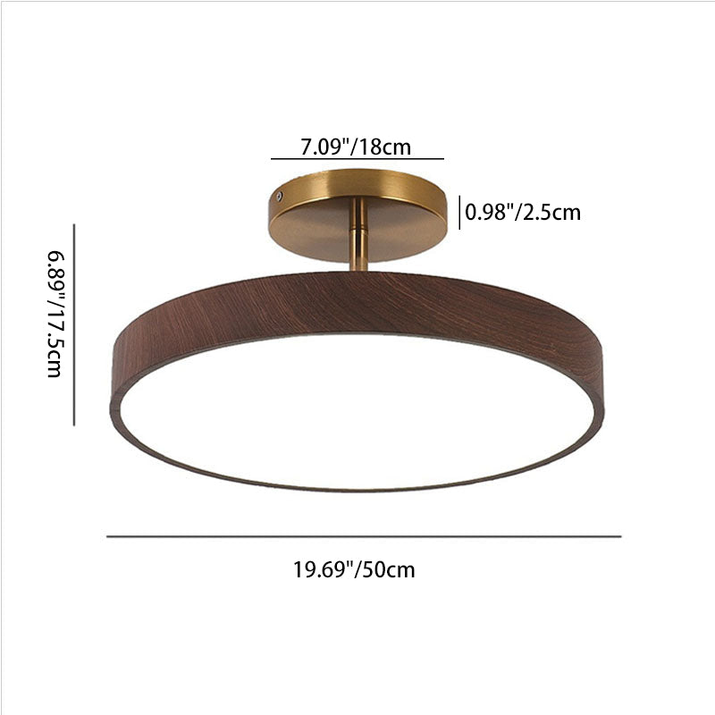 Natural Elegance | Stylish Wood Grain Semi-Flush Ceiling Light
