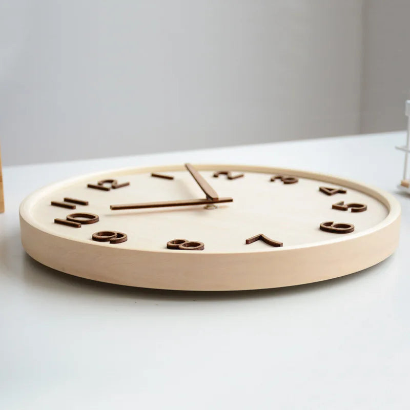 Elegant 30 cm Round Wooden Wall Clock for Home & Office