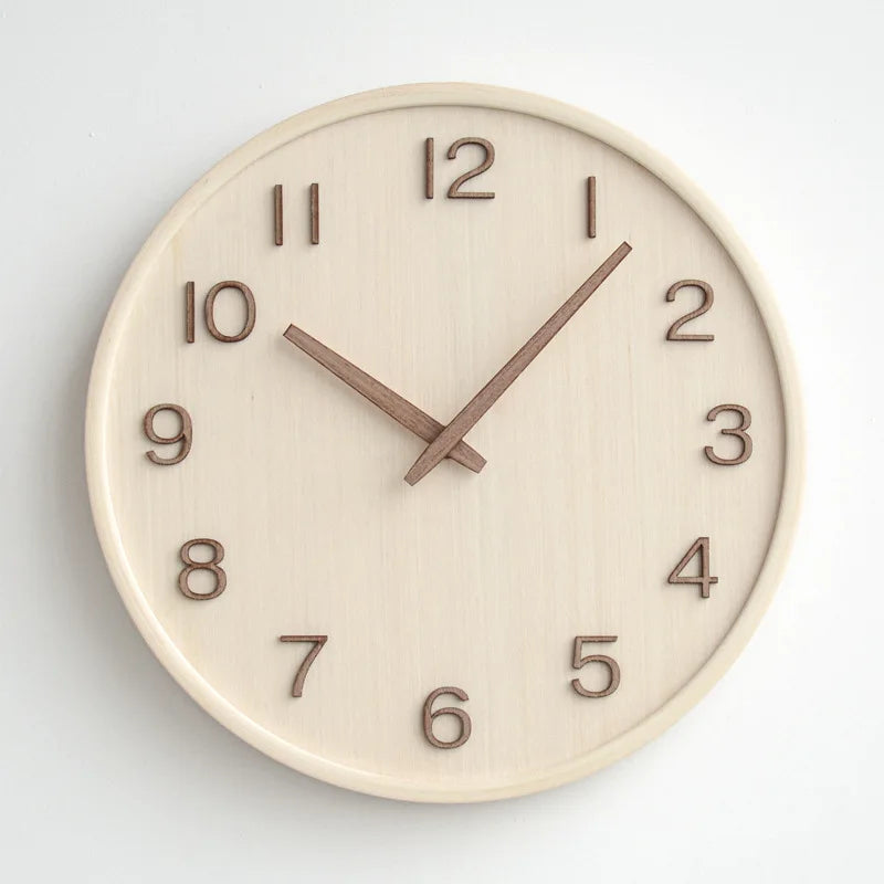 Elegant 30 cm Round Wooden Wall Clock for Home & Office