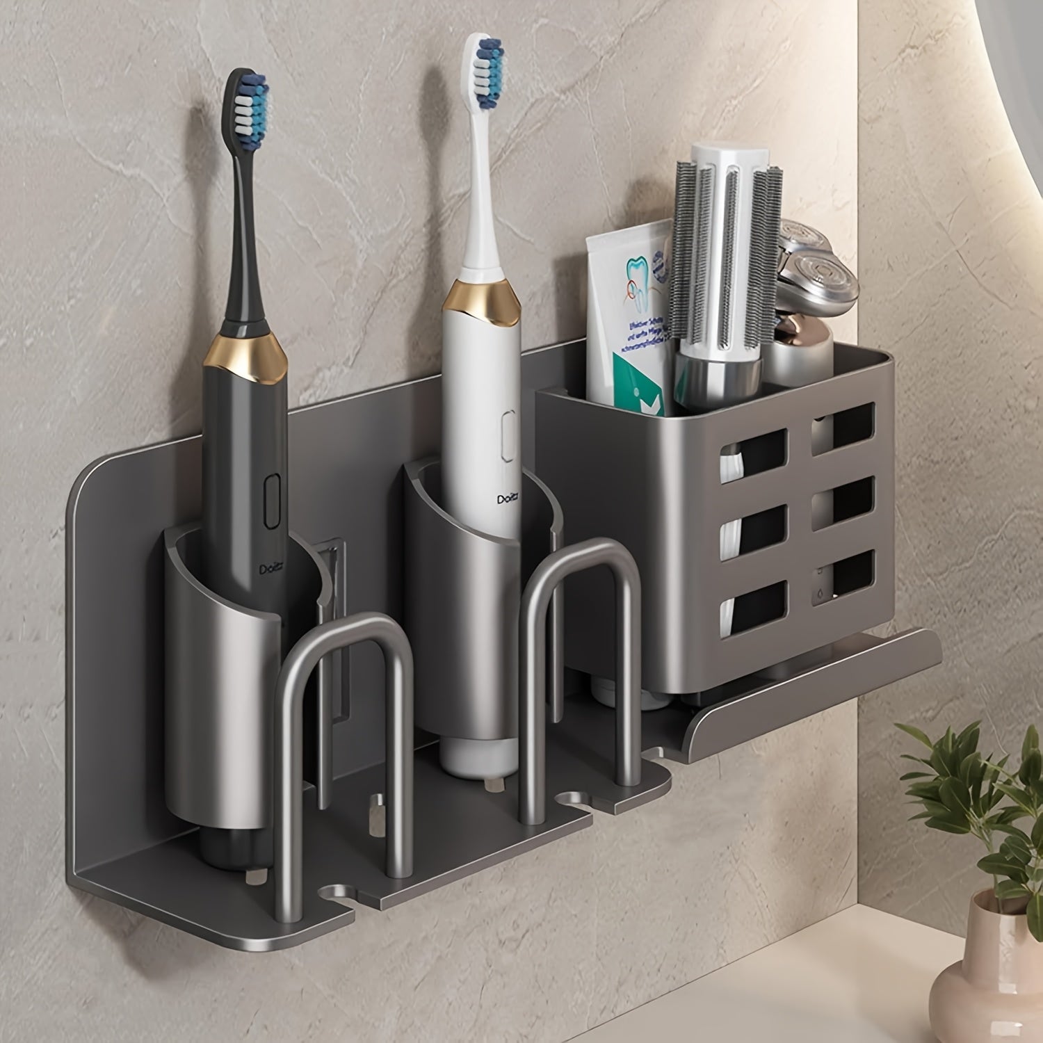 Space-Saving Wall-Mounted Toothbrush Organizer with Drainage