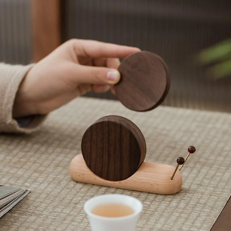 Elegant Stackable Coasters in Natural Walnut Finish
