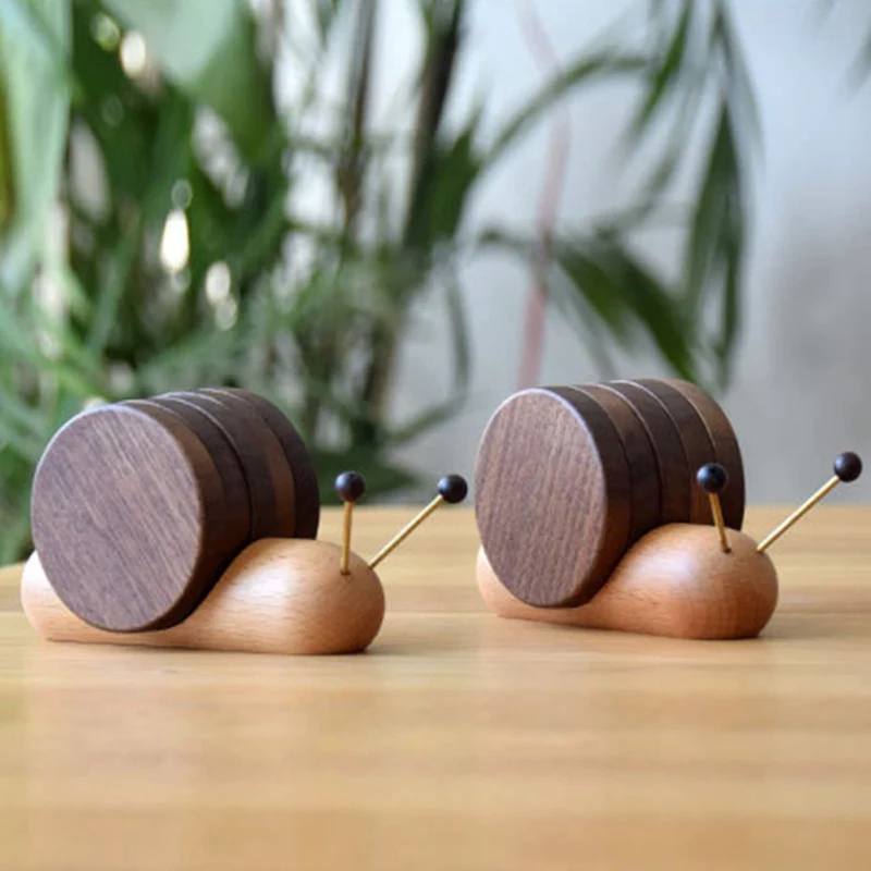 Elegant Stackable Coasters in Natural Walnut Finish